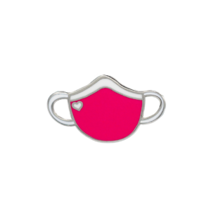 pink mask with heart pin